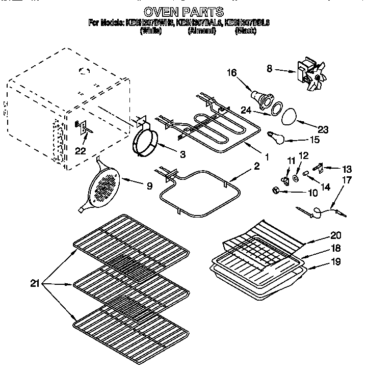KitchenAid KESH307BBL6 oven diagram