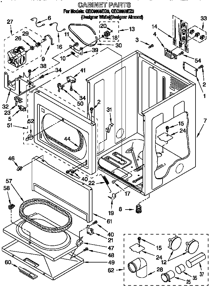 Whirlpool GEC9858EZ0 cabinet parts diagram