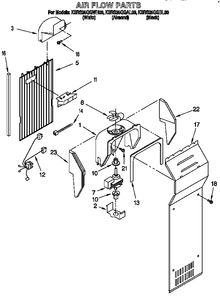 KitchenAid KSRS25QGBL00 air flow parts diagram