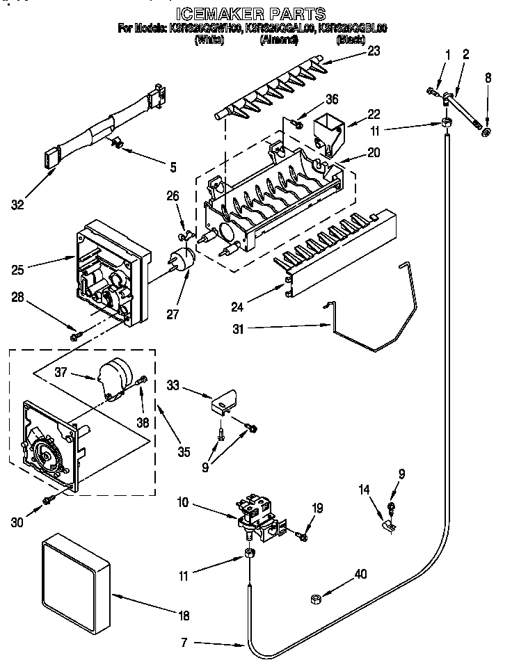 KitchenAid KSRS25QGBL00 icemaker parts diagram