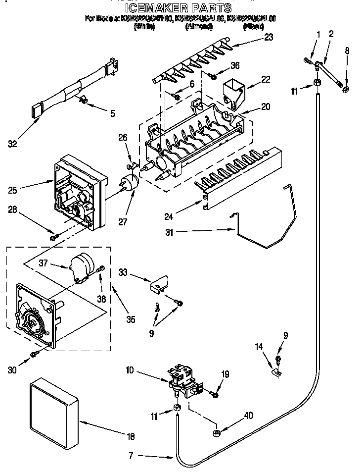 KitchenAid KSRS22QGAL00 icemaker diagram