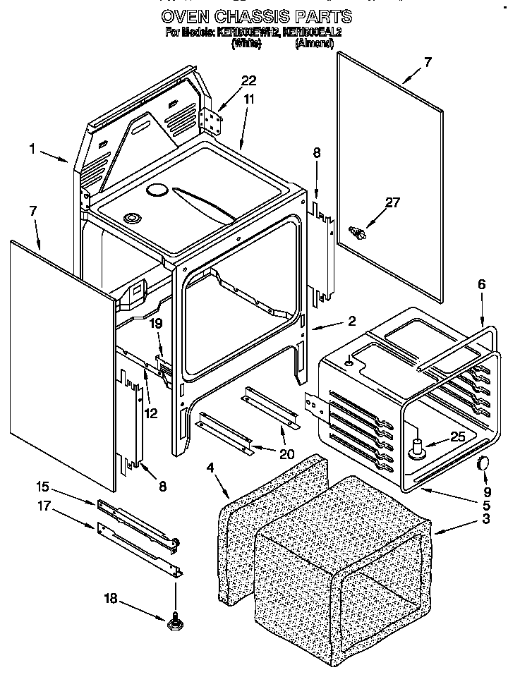 KitchenAid KERI500EAL2 oven chassis diagram