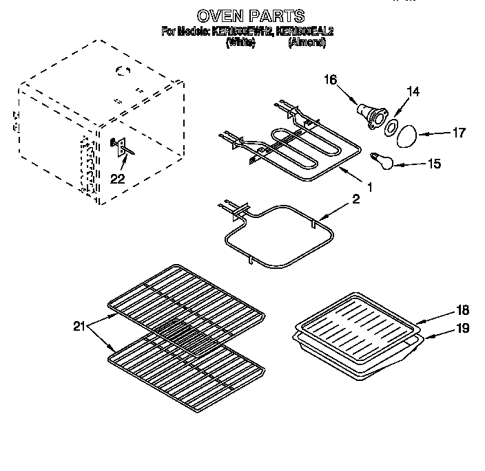 KitchenAid KERI500EAL2 oven diagram