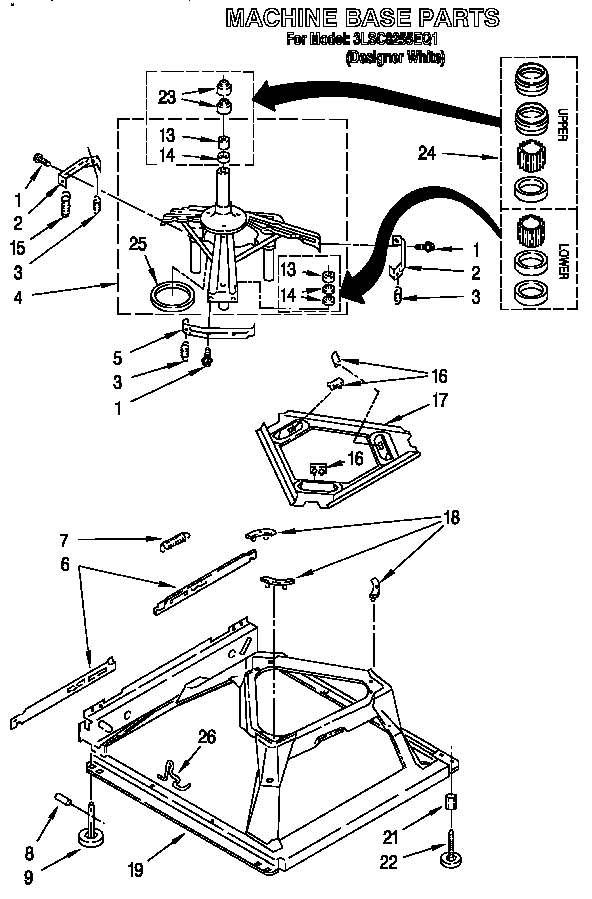 Whirlpool 3LSC8255EQ1 machine base diagram