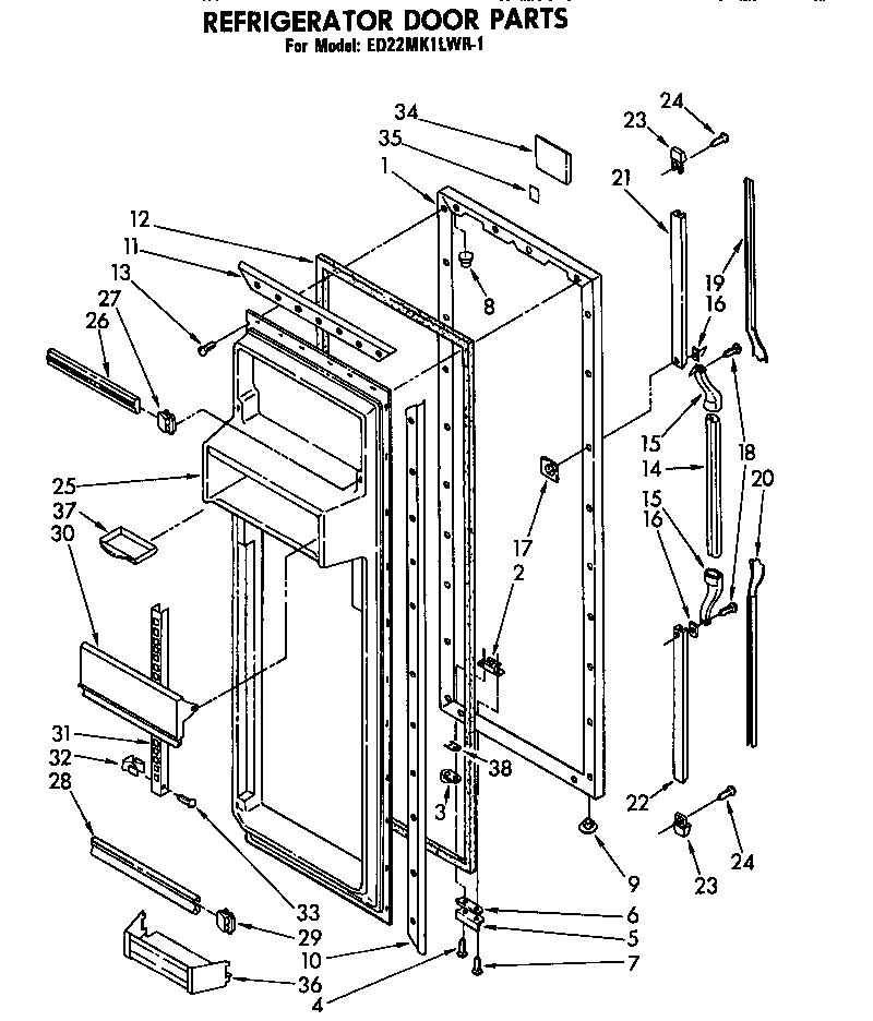 Whirlpool ED22MK1LWR1 refrigerator door diagram