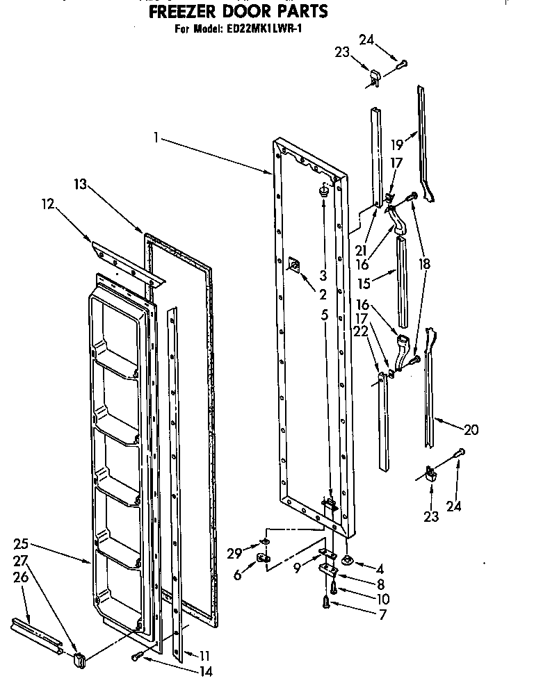 Whirlpool ED22MK1LWR1 freezer door diagram