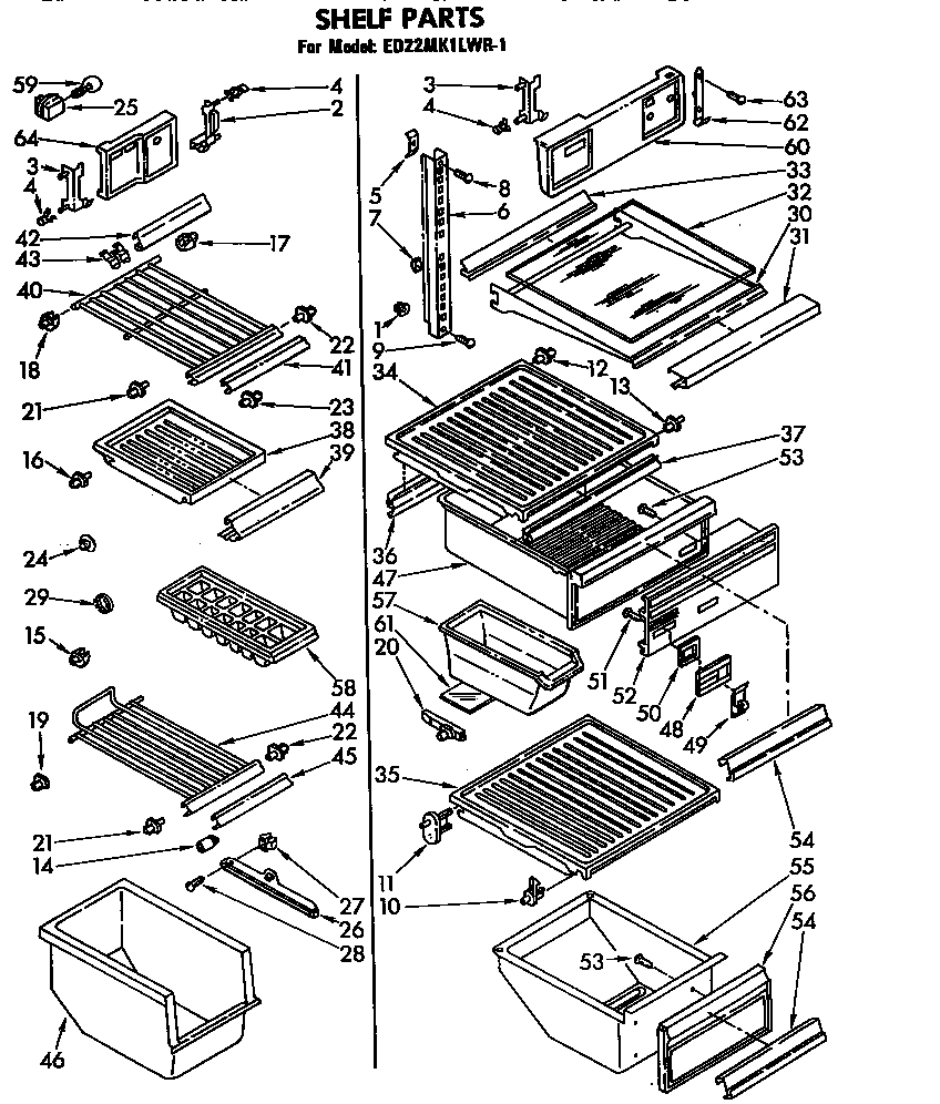 Whirlpool ED22MK1LWR1 shelf diagram
