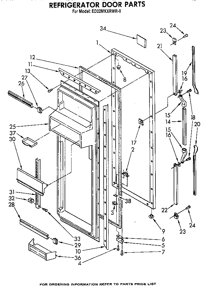 Whirlpool ED22MKXRWR0 refrigerator door diagram