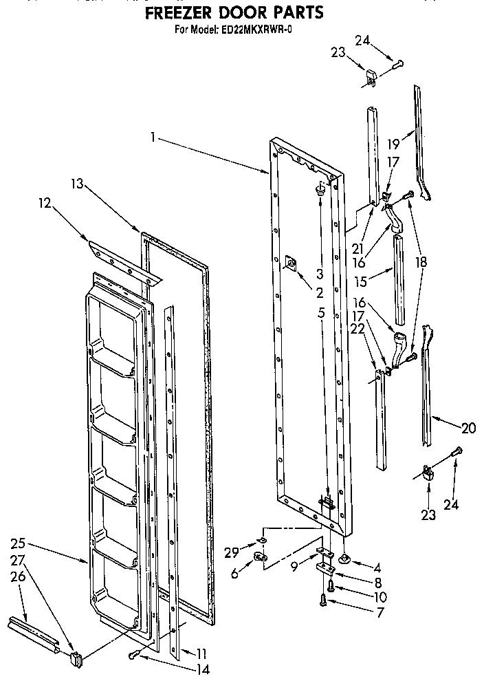 Whirlpool ED22MKXRWR0 freezer door diagram