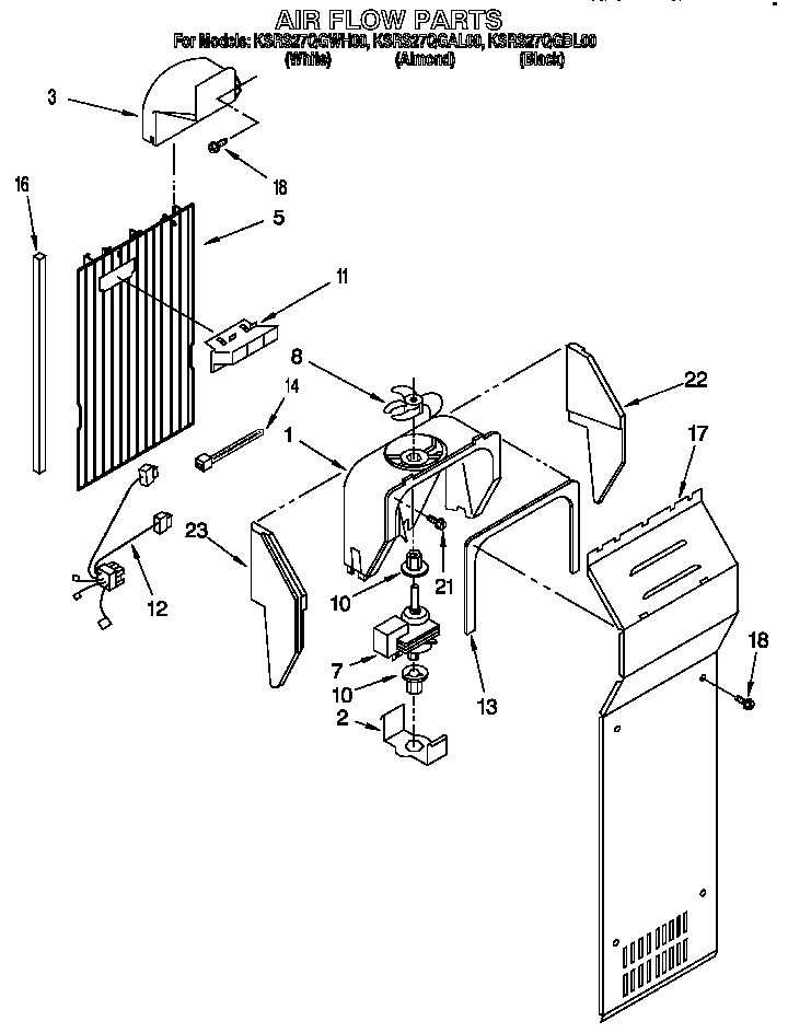 KitchenAid KSRS27QGAL00 air flow diagram