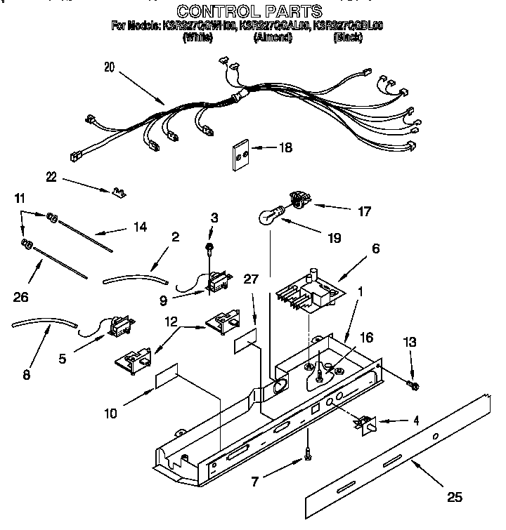KitchenAid KSRS27QGAL00 control diagram