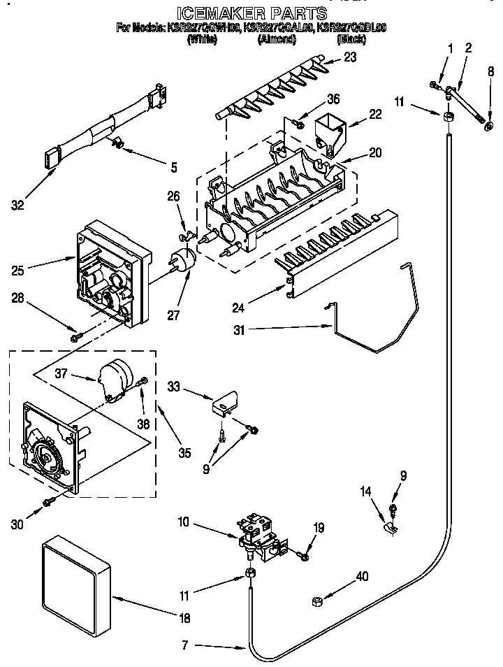 KitchenAid KSRS27QGAL00 icemaker diagram
