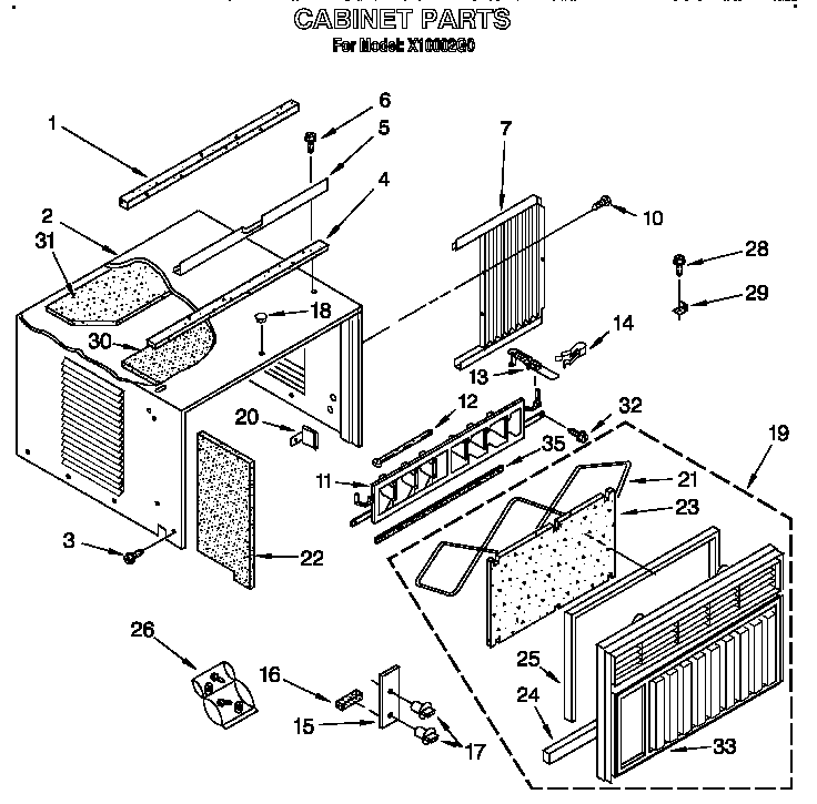 Roper X10002G0 cabinet diagram
