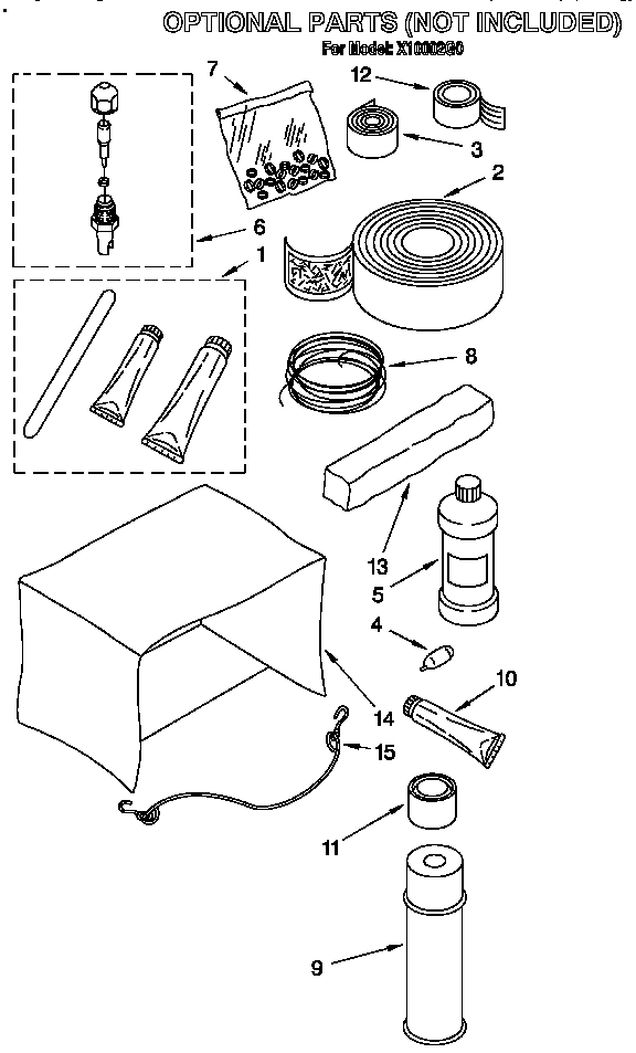 Roper X10002G0 optional parts (not included) diagram