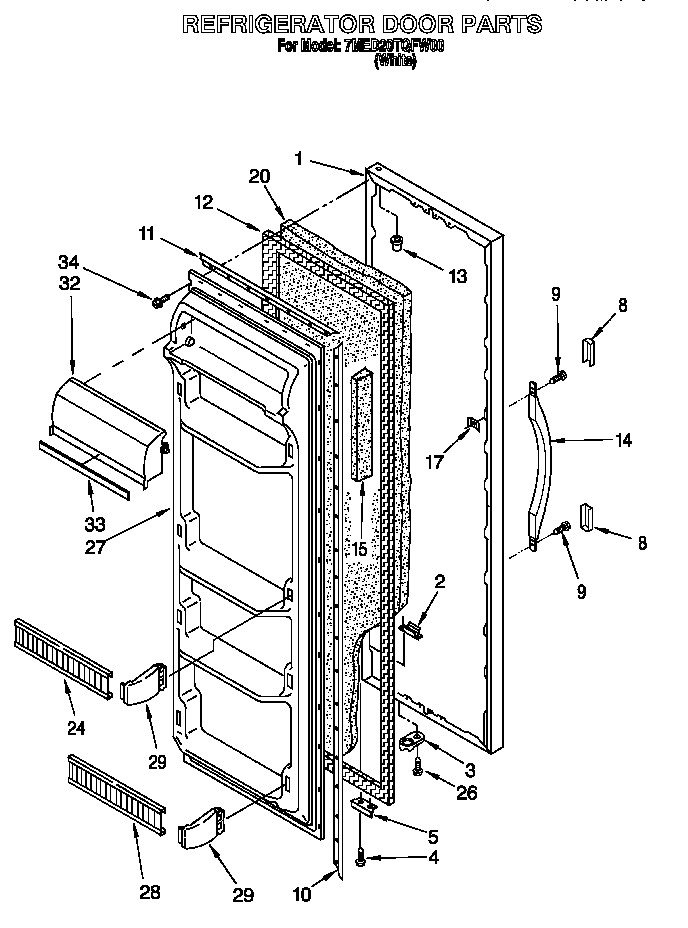 Whirlpool 7MED20TQFW00 refrigerator door diagram