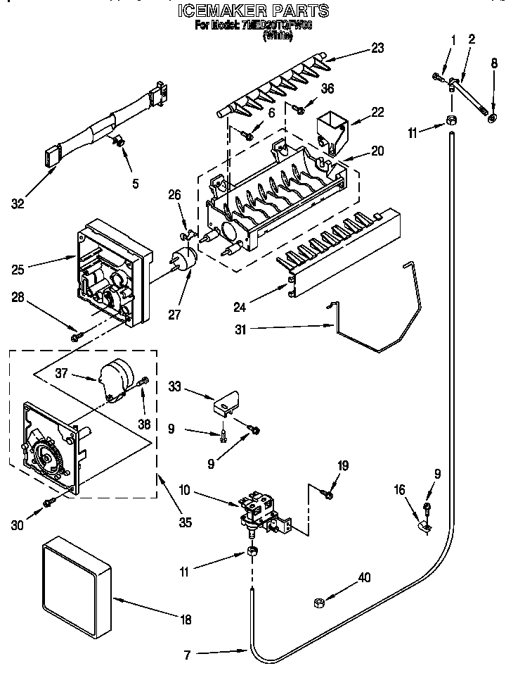 Whirlpool 7MED20TQFW00 icemaker diagram