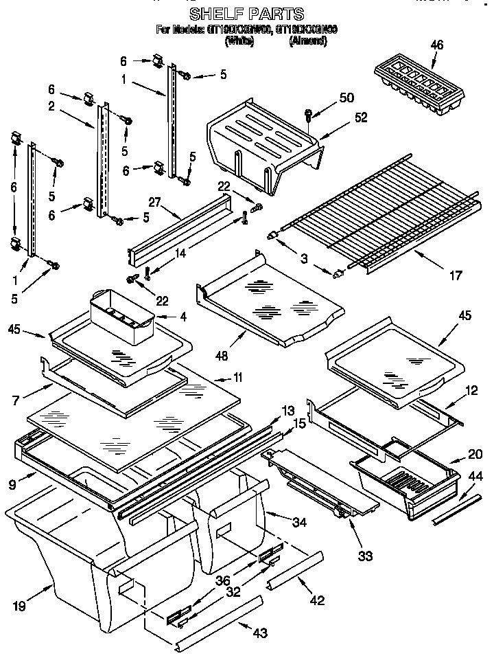 Whirlpool GT19DKXGN00 shelf diagram