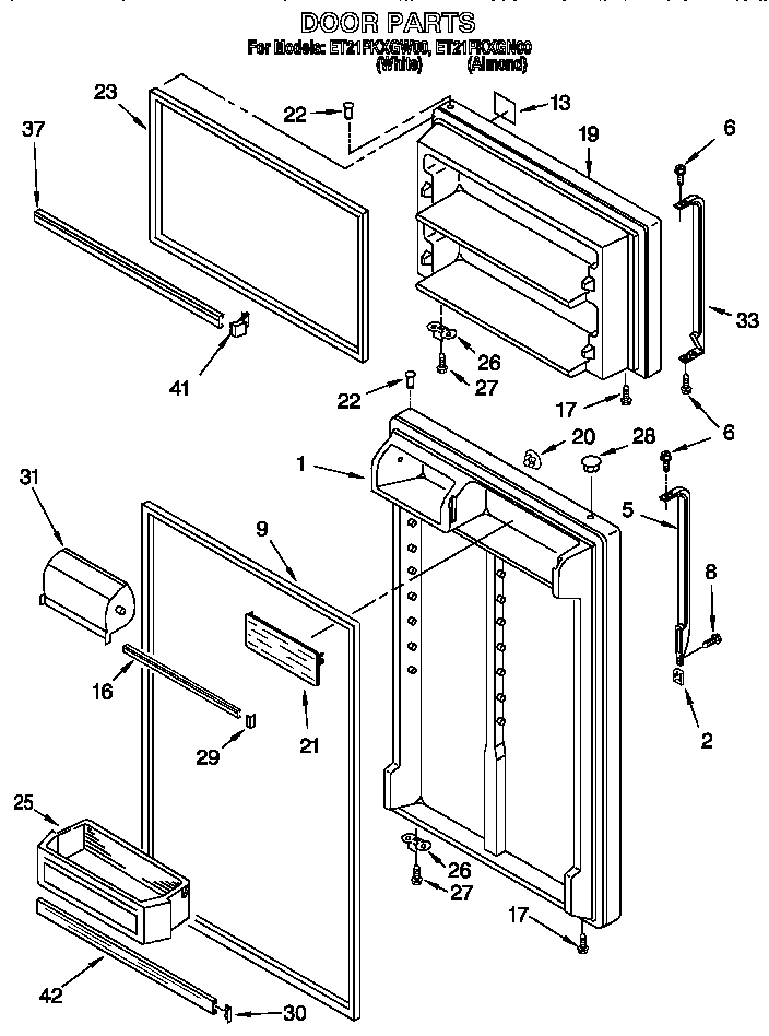 Whirlpool ET21PKXGW00 door diagram