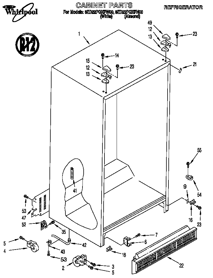 Whirlpool 8ED22PQXFN00 cabinet diagram