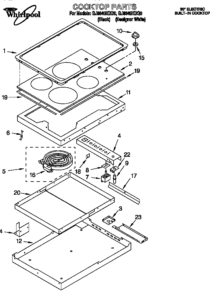 Whirlpool GJ8640XBB0 replacement parts diagram