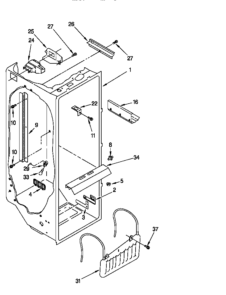 Whirlpool 8ED25DQXFN00 refrigerator liner diagram