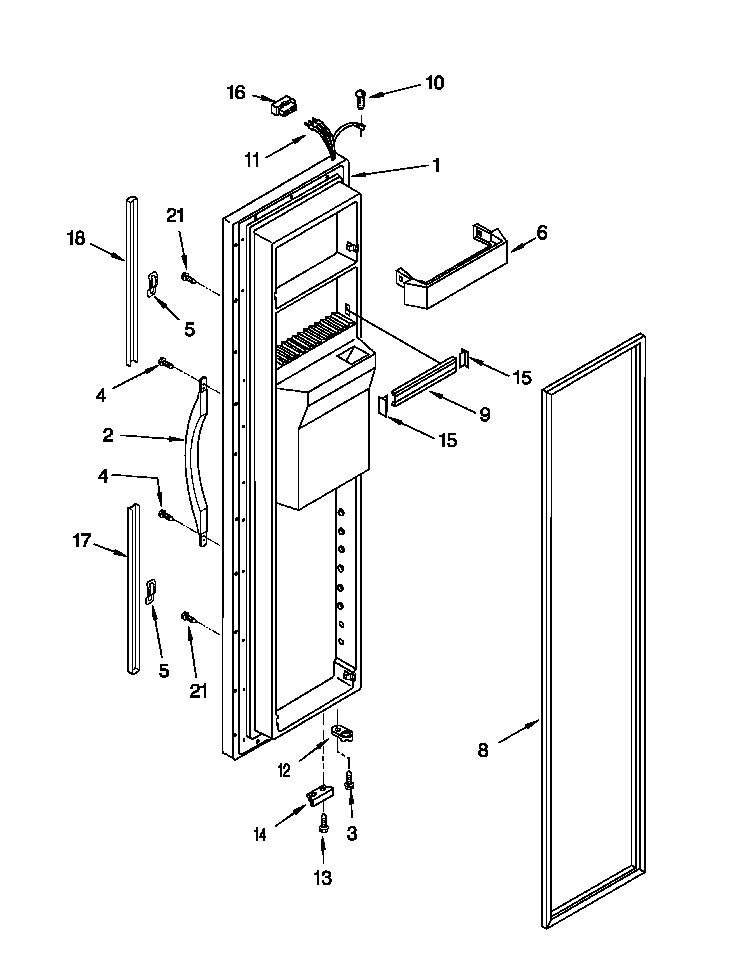 Whirlpool 8ED25DQXFN00 freezer door diagram