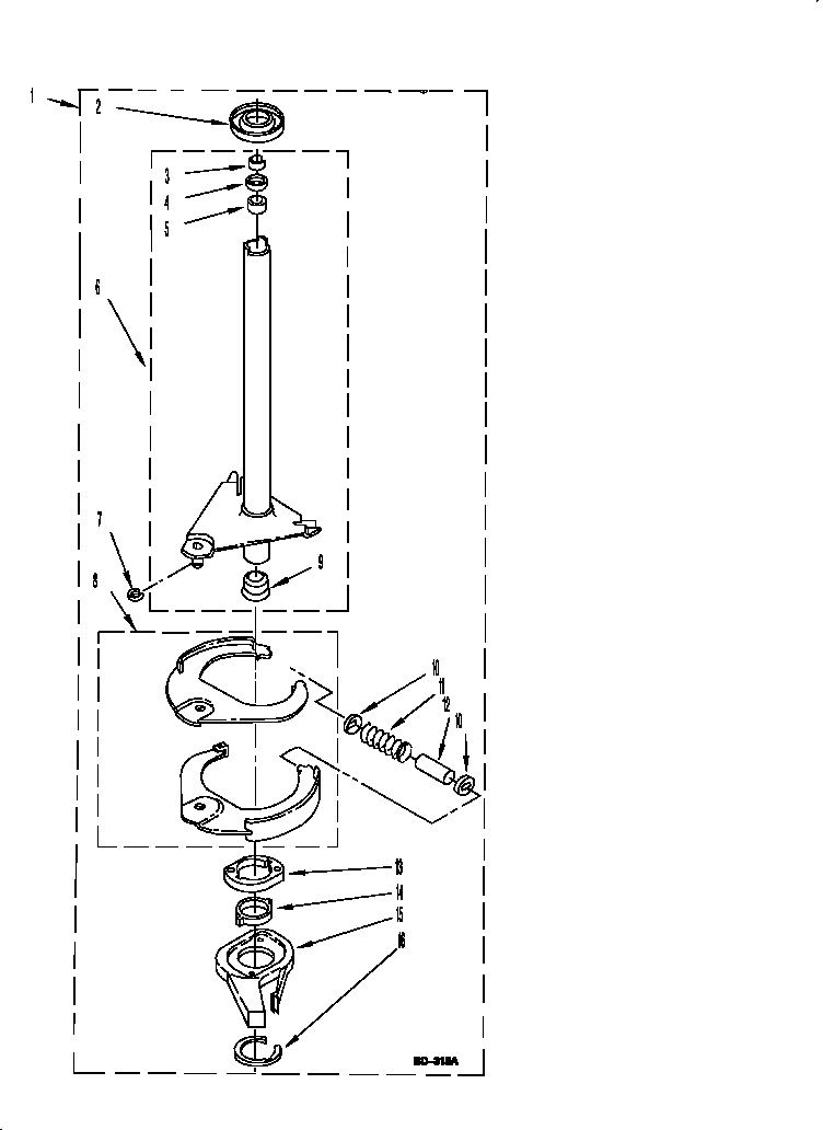 Whirlpool 6LSC8255EQ1 brake and drive tube diagram