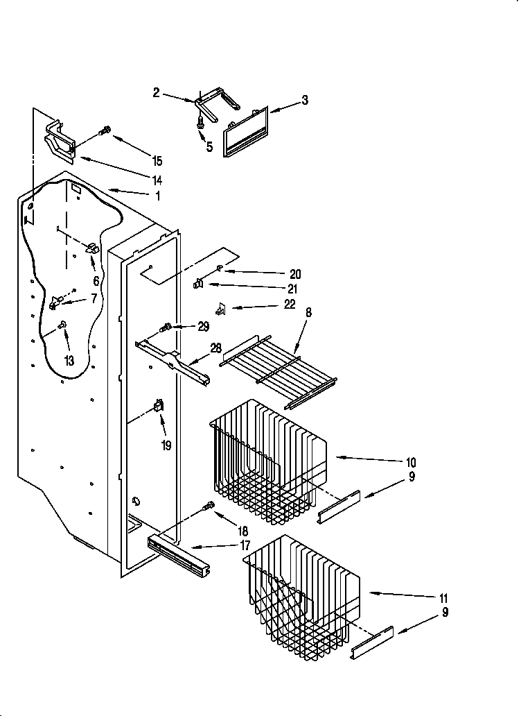 Whirlpool 3XART722F00 freezer liner diagram