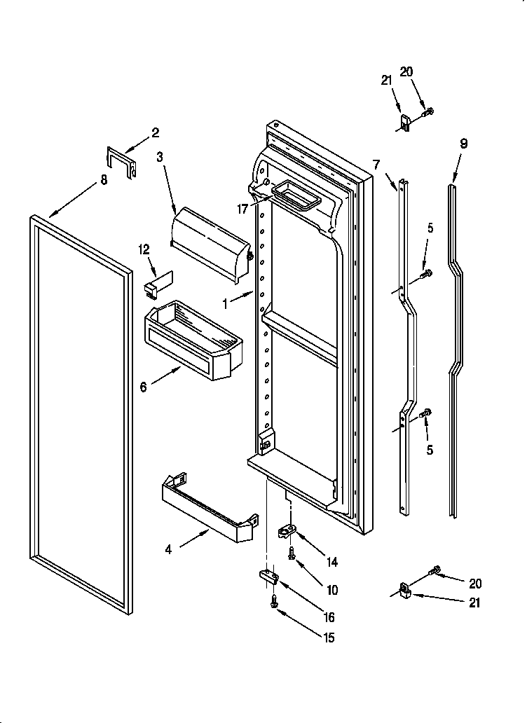 Whirlpool 3XART722F00 refrigerator door diagram