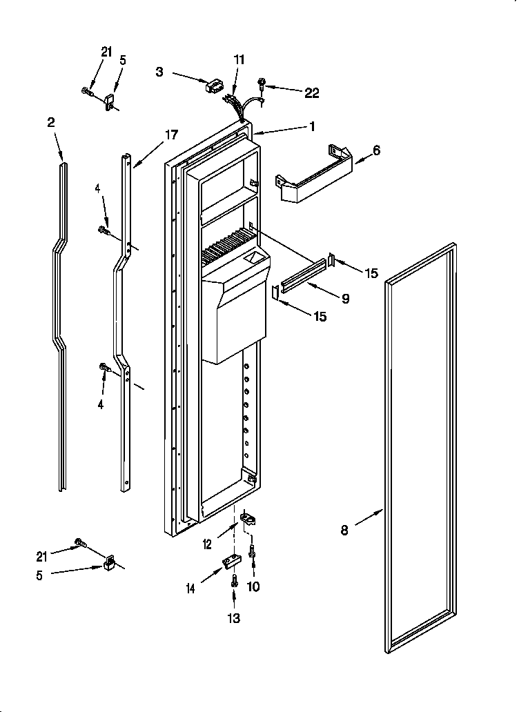Whirlpool 3XART722F00 freezer door diagram