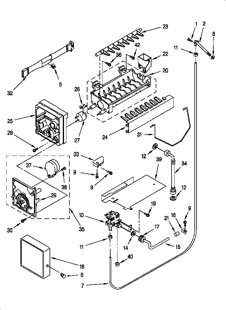 Whirlpool 3XART722F00 ice maker diagram