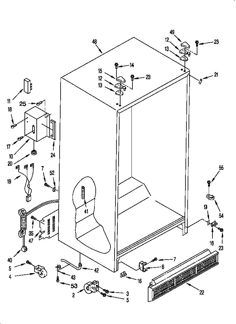 Whirlpool 3VED29DQFN00 cabinet diagram