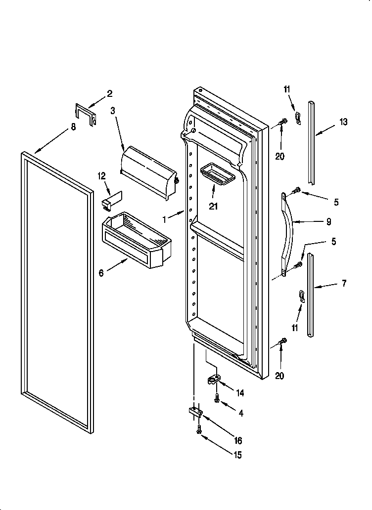 Whirlpool 3VED29DQFN00 refrigerator door diagram