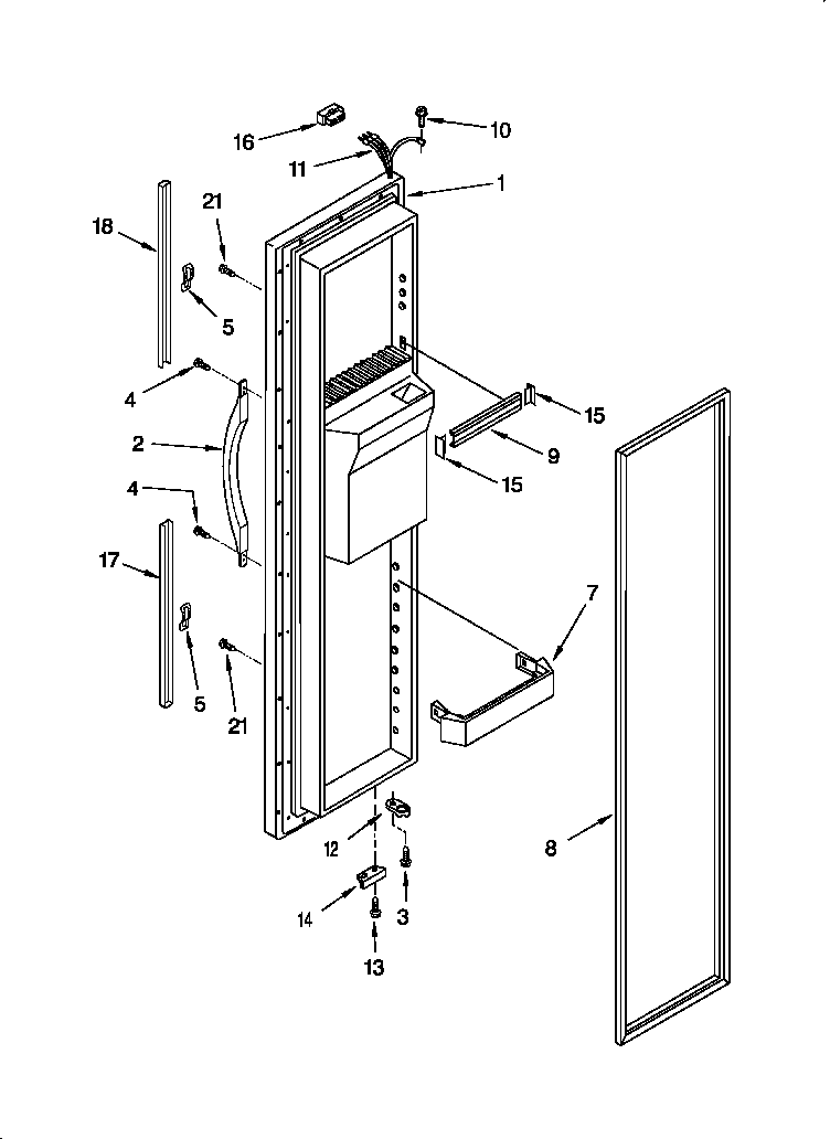 Whirlpool 3VED29DQFN00 freezer door diagram
