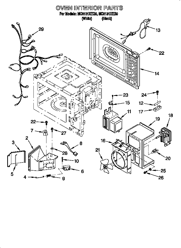 Whirlpool MC8131XEQ0 oven interior diagram