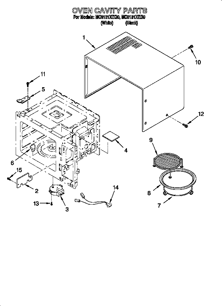 Whirlpool MC8131XEQ0 oven cavity diagram