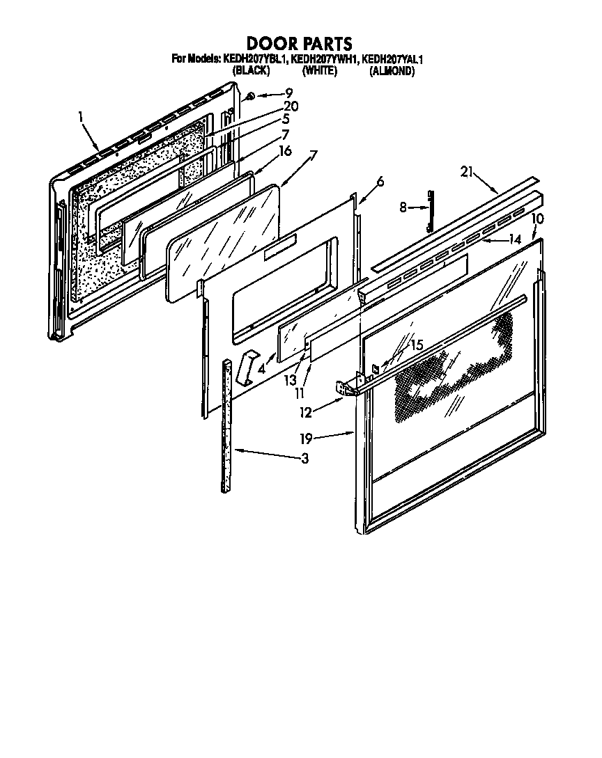 KitchenAid KEDH207YAL1 door diagram