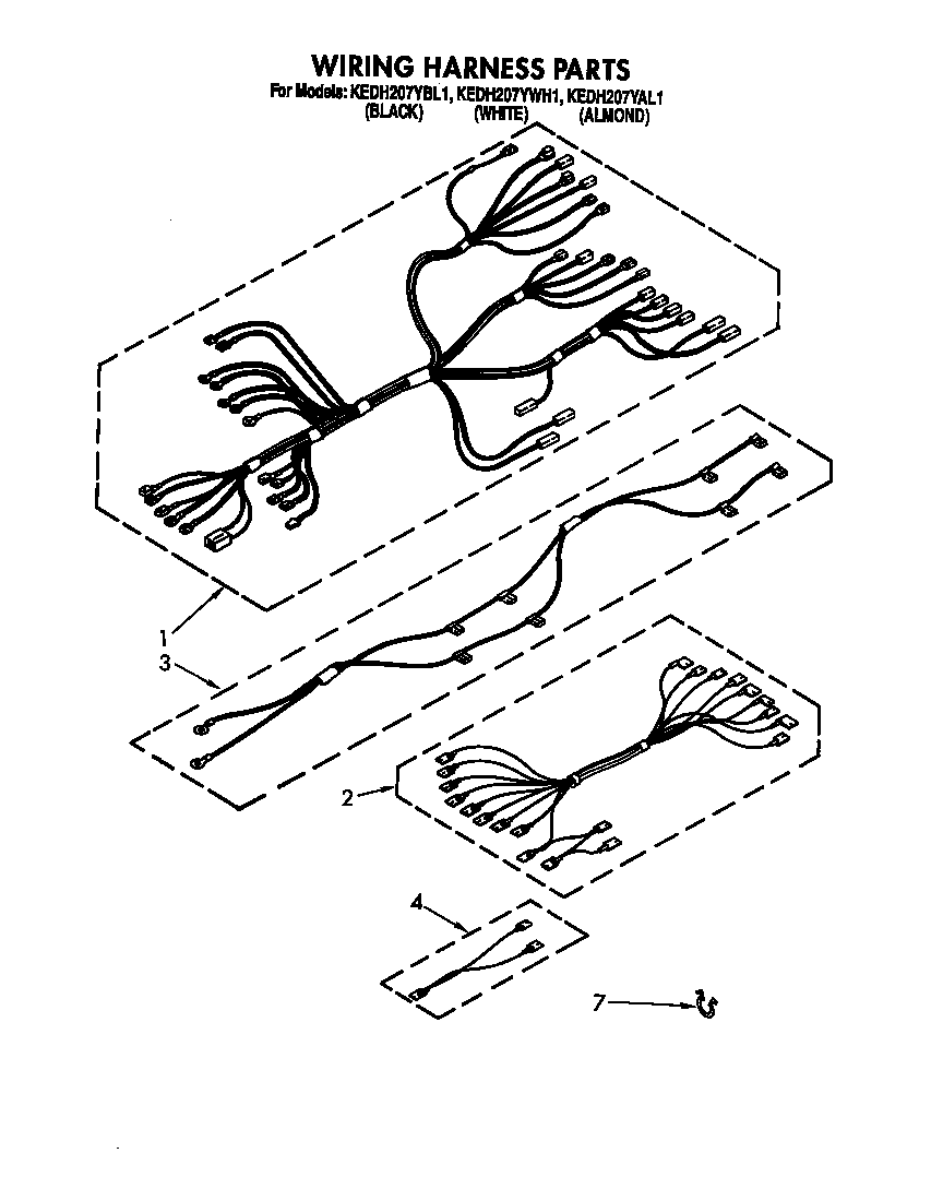 KitchenAid KEDH207YAL1 wiring harness diagram