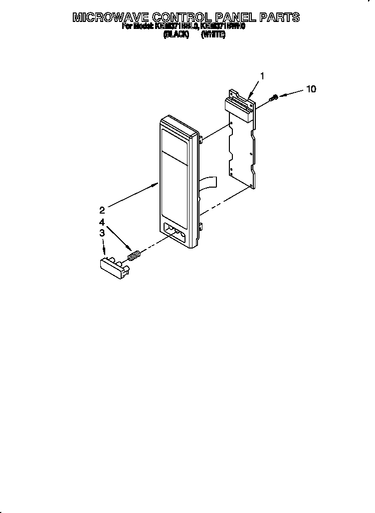 KitchenAid KEMI371BBL0 microwave control panel diagram