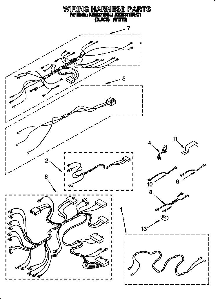 KitchenAid KEMI371BWH1 wiring harness diagram