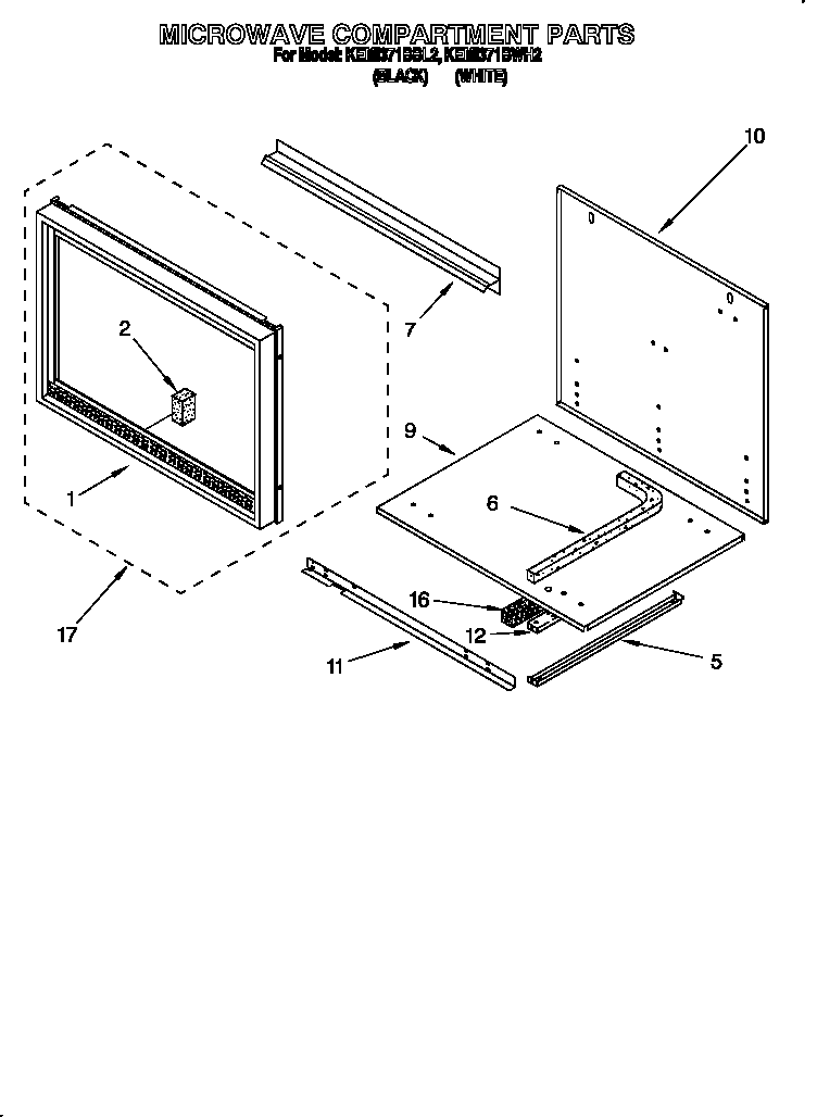 KitchenAid KEMI371BBL2 microwave compartment diagram