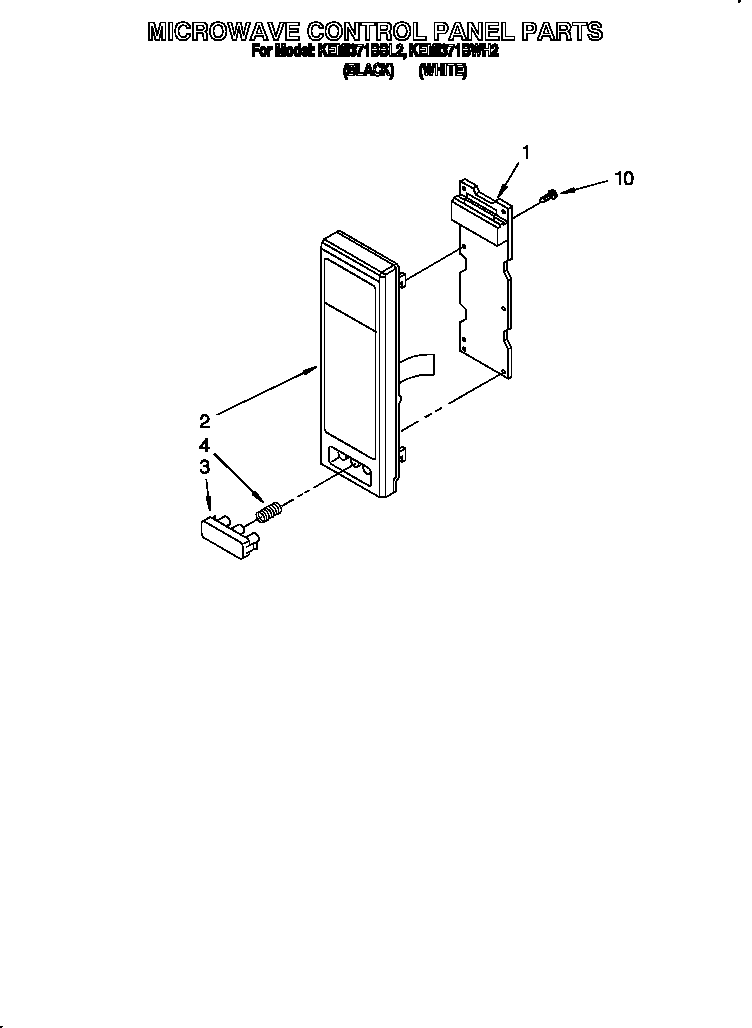 KitchenAid KEMI371BBL2 microwave control panel diagram