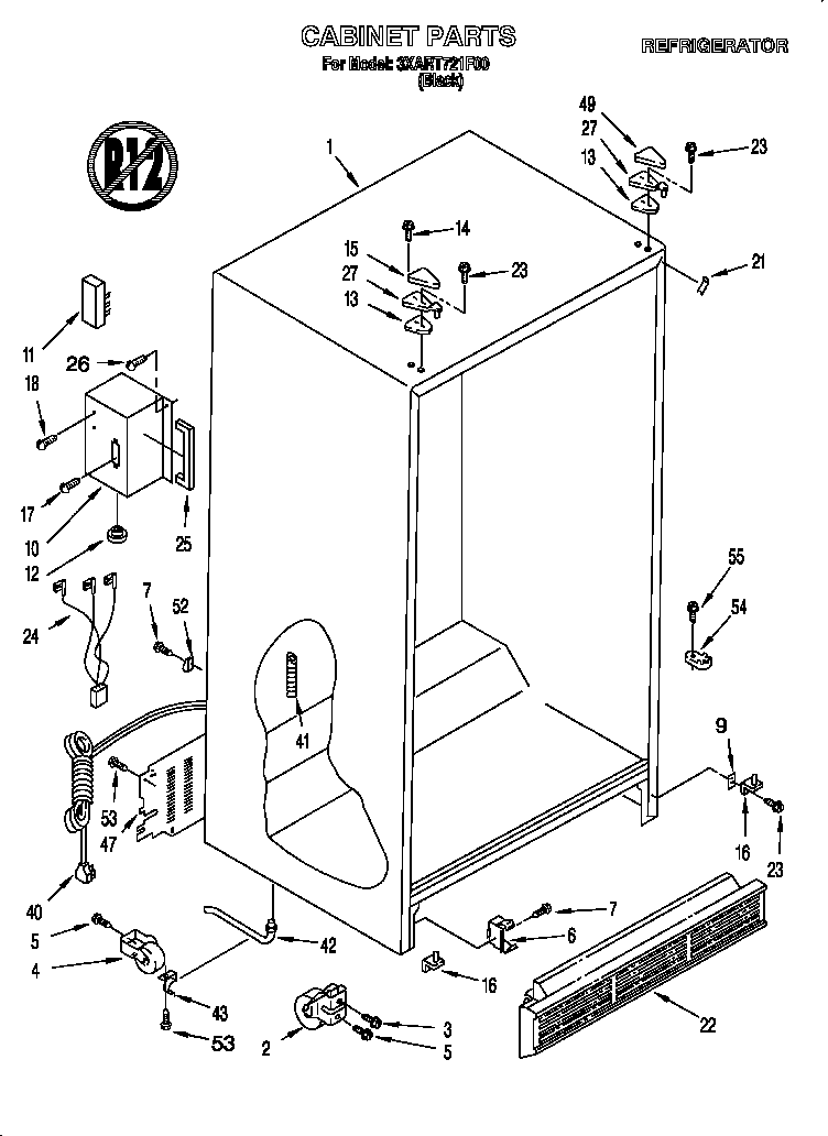 Whirlpool 3XART721F00 cabinet diagram