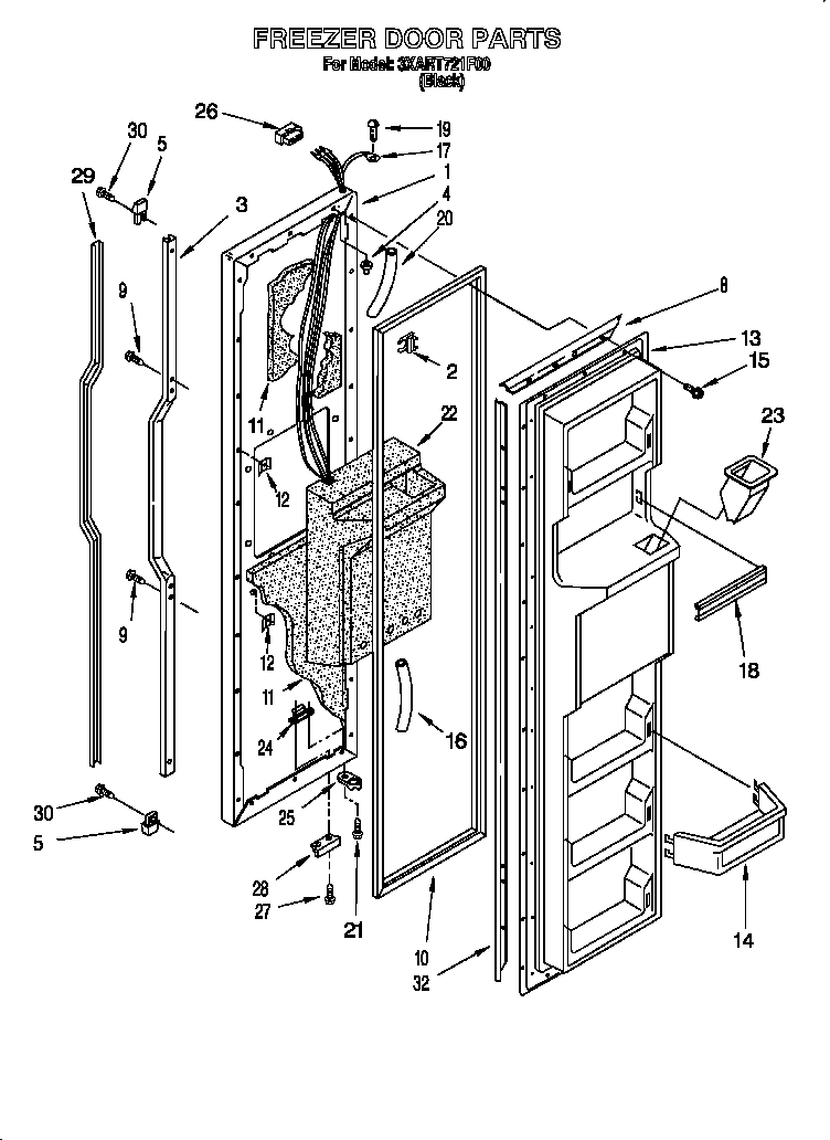 Whirlpool 3XART721F00 freezer door diagram