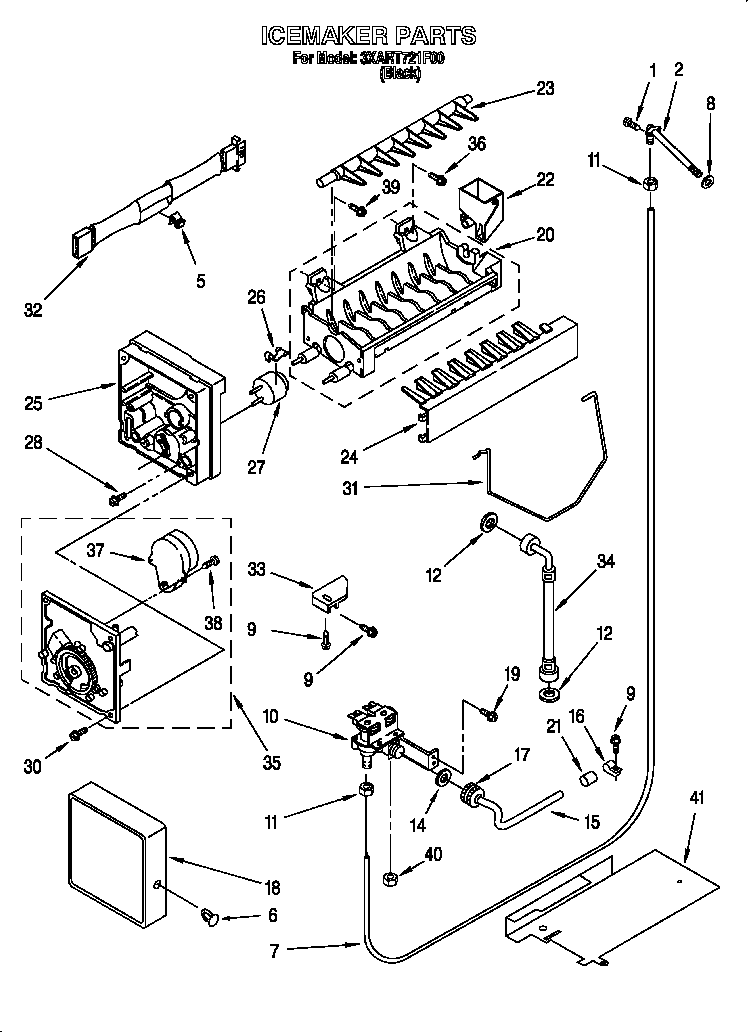 Whirlpool 3XART721F00 ice maker diagram