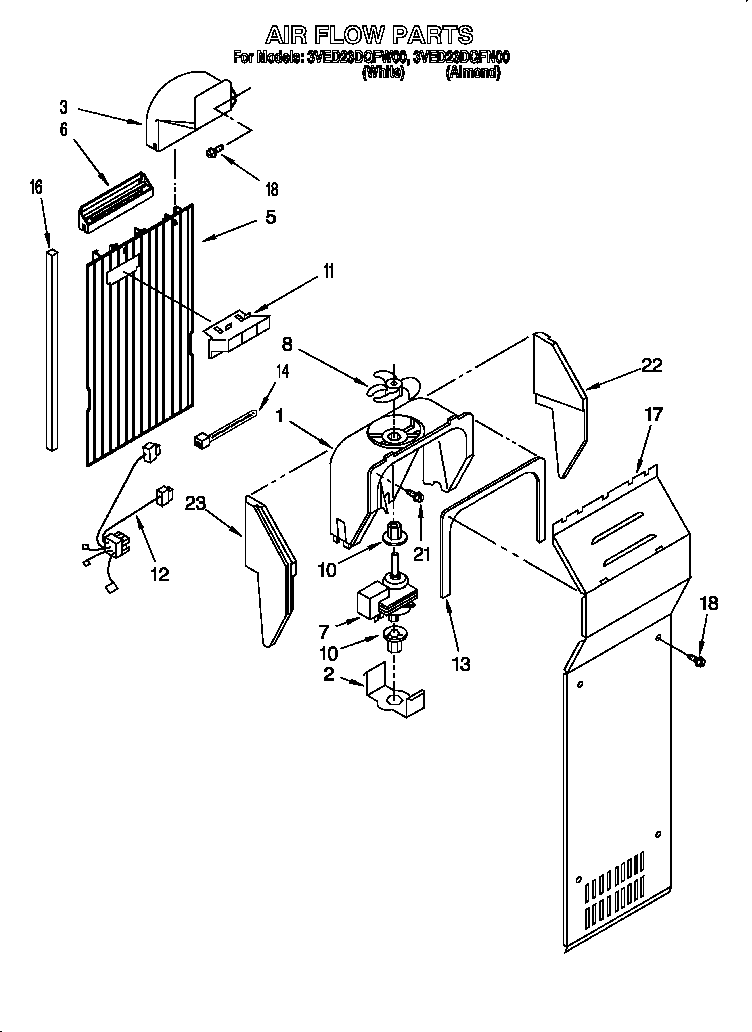 Whirlpool 3VED23DQFN00 air flow diagram
