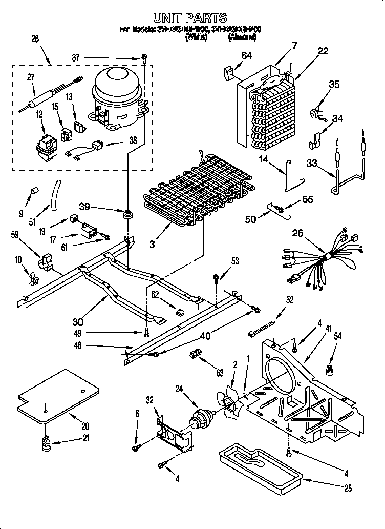 Whirlpool 3VED23DQFN00 unit diagram