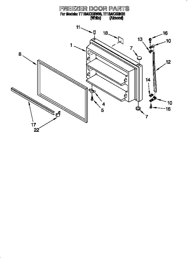 Estate TT18AKXGN00 freezer door diagram