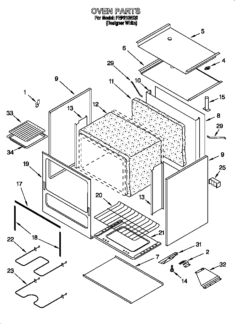 Roper FEP210EQ2 oven diagram