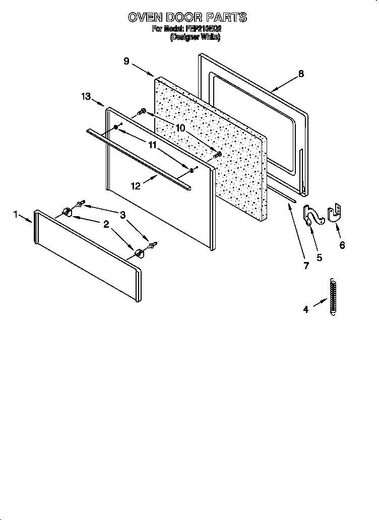 Roper FEP210EQ2 oven door diagram